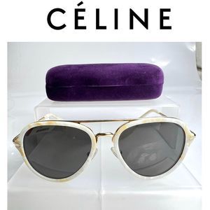 CELINE NWT White Tortoise Shell Celine Aviator W Gucci Case